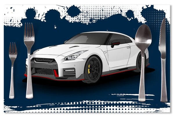 Sablio Prestieranie Nissan GTR 35 Modrý: 40x30cm