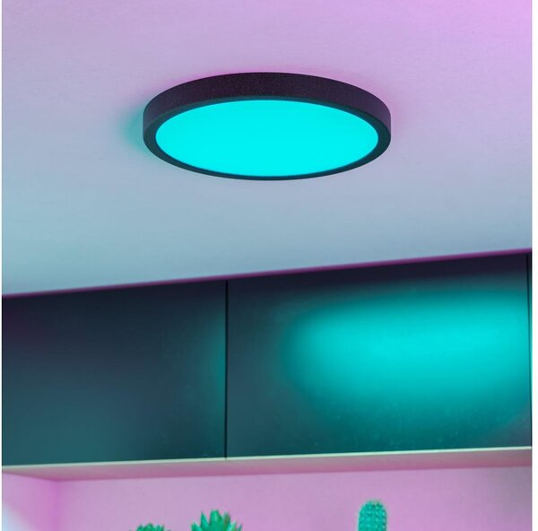 Eglo 901373 - LED RGBW stmievateľné kúpeľňové stropné svietidlo FUEVA-Z LED/14,3W/230V 27,8cm IP44 čierna