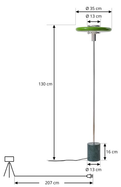 Lindby Stojacia lampa Branford, retro, zelená, kov/mramor, Zelená, Obývacia izba / jedáleň, kov, Vintage, Stojaca lampa