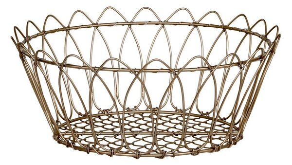 Mosadzný antik kovový košík Fil de fer Basket - Ø 27*11 cm - Chic Antique