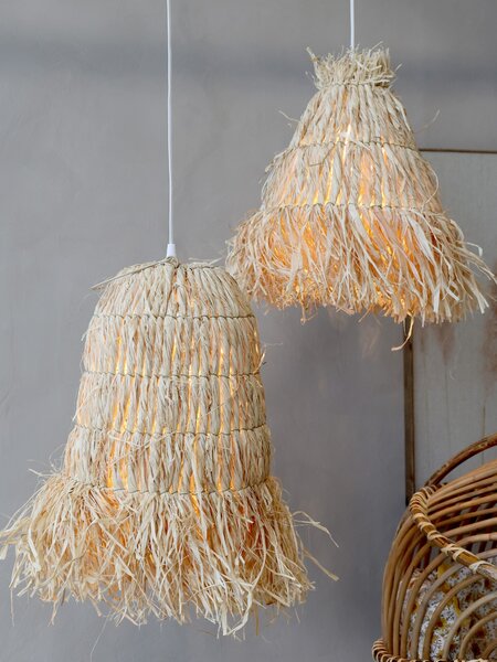 Prírodné závesné lykové tienidlo Raffia - Ø 30*26 cm/ E27/ 40W - Chic Antique