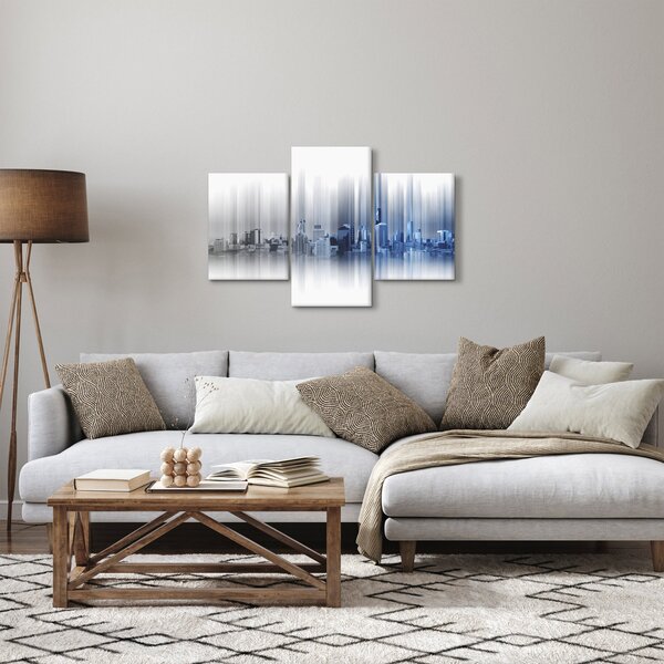Obraz - Panoráma mesta, modro-šedé (90x60 cm)