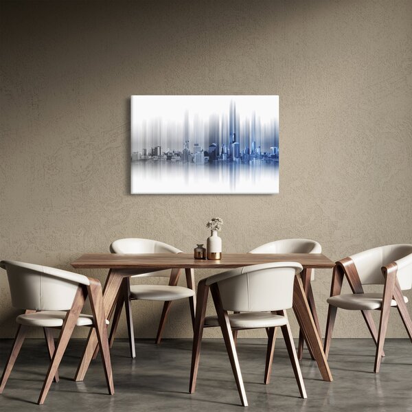Obraz - Panoráma mesta, modro-šedé (90x60 cm)