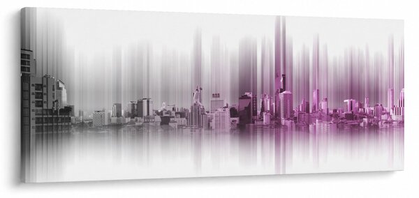 Obraz - Panoráma mesta, ružovo-šedé (120x50 cm)