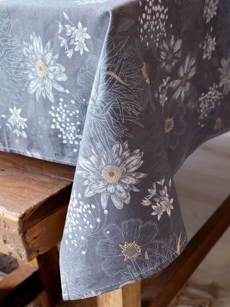 Krémový bavlnený obrus s kvetmi Aix Wild Flowers - 140*240 cm - Chic Antique