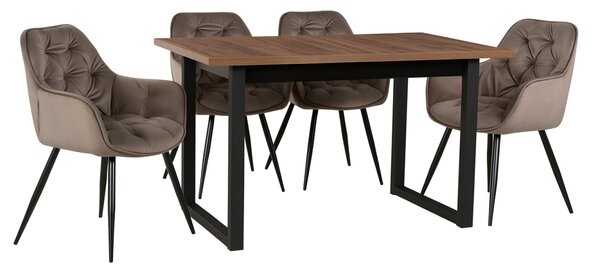 PROFI jedálenský set IKON 3 + 4x stoličky CHERRY velvet