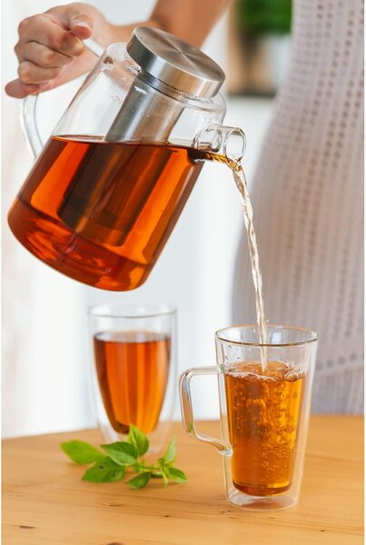 Sklenená čajová kanvica Vialli Design, 1,5 l