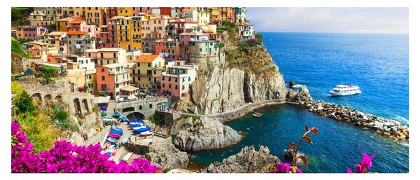 Obraz - Talianska dedinka Manarola (120x50 cm)