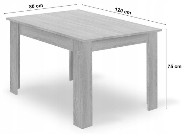 Jedálenský set 1 + 4, stôl UMEKO 120x80 cm dub sonoma + sivá stolička KITO
