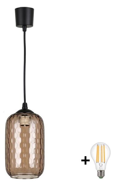 Brilagi - LED luster na lanku R GLASS 1xE27/60W/230V pr. 14 cm čierna/dymová hnedá