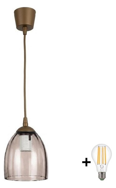 Brilagi - LED závesný luster na lanku R GLASS 1xE27/60W/230V priemer 17 cm hnedá/zadymená béžová