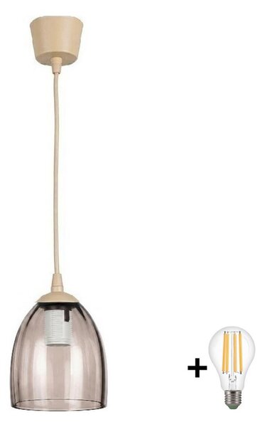 Brilagi - LED luster na lanku R GLASS 1xE27/60W/230V pr. 17 cm béžová / dymovo béžová