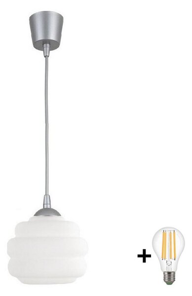 Brilagi - LED luster na lanku RETRO GLASS 1xE27/60W/230V pr. 20 cm strieborná/biela