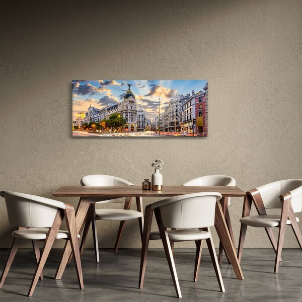 Obraz - Calle Gran Vía, Madrid, Španielsko (120x50 cm)