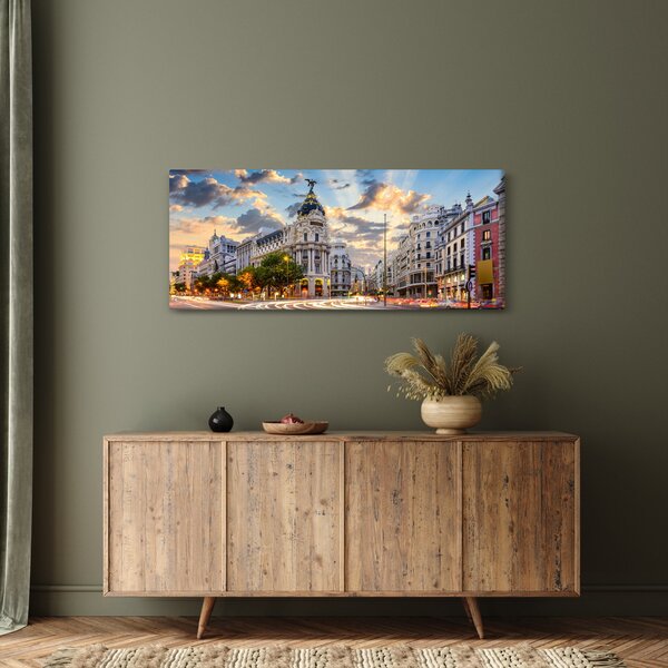 Obraz - Calle Gran Vía, Madrid, Španielsko (120x50 cm)