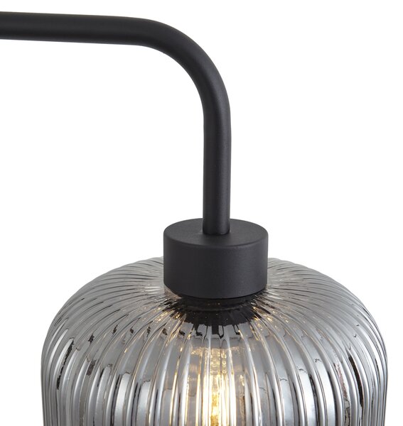 Dizajnová stojaca lampa čierna s dymovým sklom - Ana