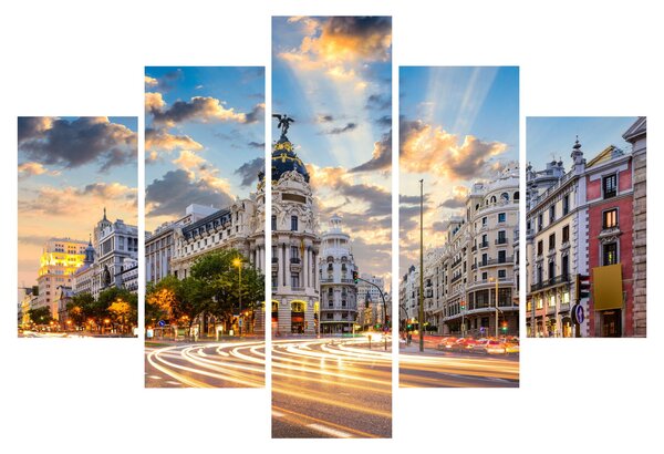 Obraz - Calle Gran Vía, Madrid, Španielsko (150x105 cm)