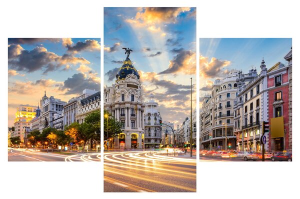 Obraz - Calle Gran Vía, Madrid, Španielsko (90x60 cm)