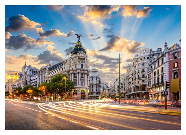 Obraz - Calle Gran Vía, Madrid, Španielsko (70x50 cm)