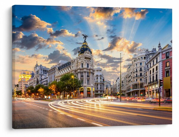 Obraz - Calle Gran Vía, Madrid, Španielsko (70x50 cm)