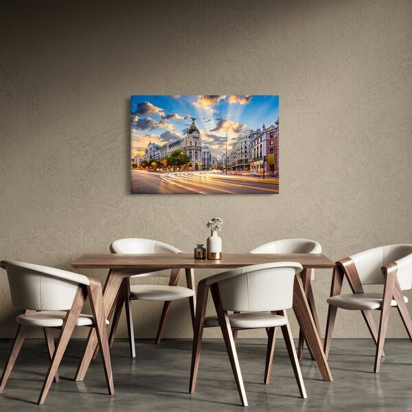 Obraz - Calle Gran Vía, Madrid, Španielsko (90x60 cm)