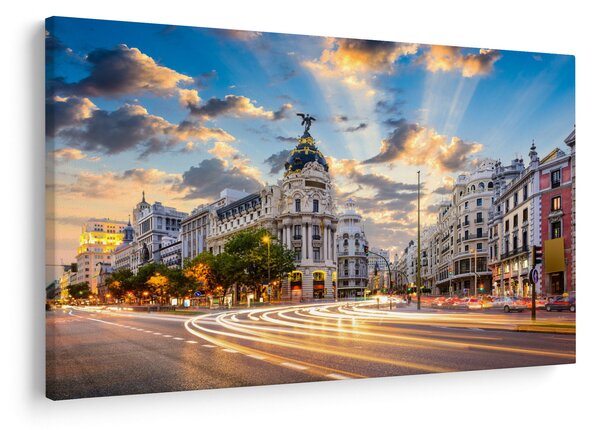 Obraz - Calle Gran Vía, Madrid, Španielsko (90x60 cm)