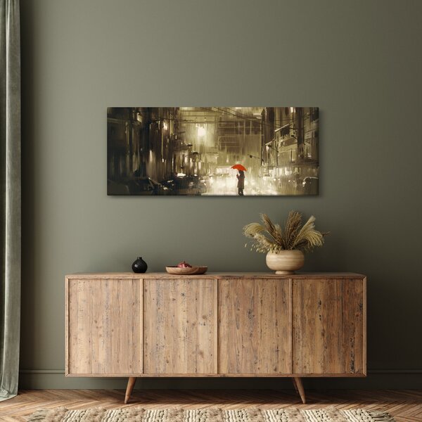 Obraz - Žena za daždivej noci (120x50 cm)