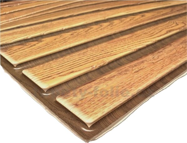 Samolepiace PVC 3D panely TP10032928, cena za kus, rozmer 60 x 30 cm, lamely hnedé, IMPOL TRADE