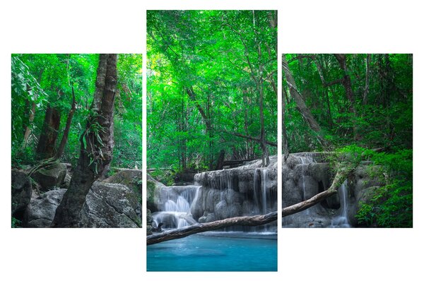 Obraz - Vodopád Erawan, Kanchanaburi, Thajsko (90x60 cm)
