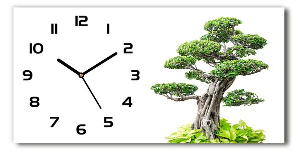 Vodorovné Sklenené hodiny na stenu tiché Strom bonsai
