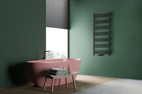 Regnis Retro, vykurovacie teleso 540x1450mm, 698W, čierna matná, RETRO145/50/D500/BLACK