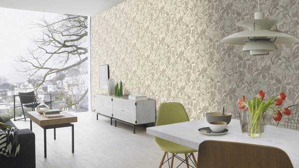 RASCH | Vliesová tapeta na stenu Liverna 554915 | 0,53 x 10,05 m | béžová, krémová