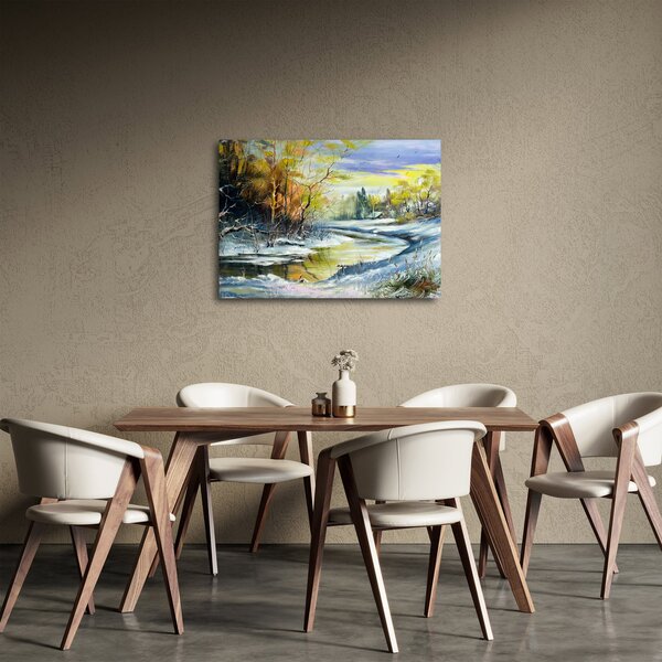 Obraz zimnej rieky, olejomaľba (70x50 cm)