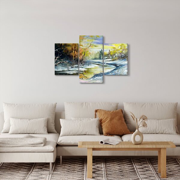 Obraz zimnej rieky, olejomaľba (90x60 cm)
