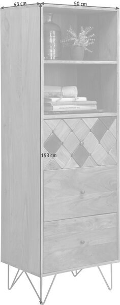KOMODA, akácia, farba akácie, bronzová, 50/153/43 cm Ambia Home - Komody