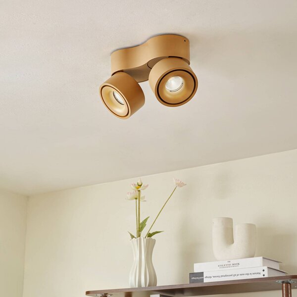 Arcchio LED stropné bodové svetlá Rotari, hnedé, 2-pl., 8,9W, Hnedá / hrdzavá, Chodba, Hliník, Moderný, Stropné svetlo