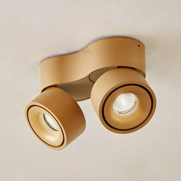 Arcchio LED stropné bodové svetlá Rotari, hnedé, 2-pl., 8,9W, Hnedá / hrdzavá, Chodba, Hliník, Moderný, Stropné svetlo