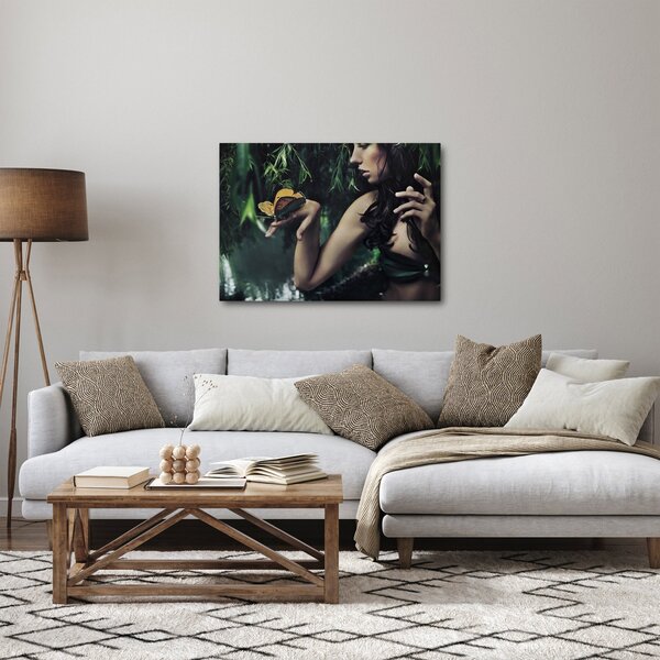 Obraz pôvabnej ženy s motýľom (70x50 cm)
