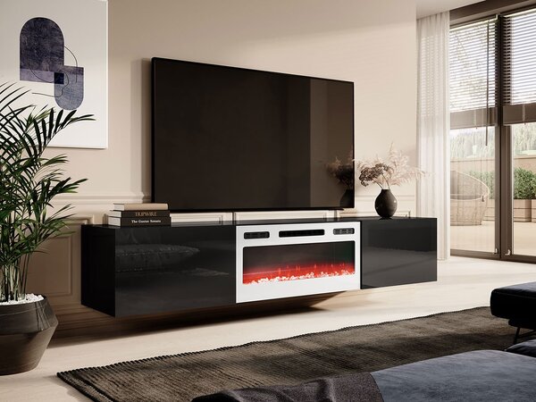 Mirjan24 TV skrinka Koda 200 s krbom, Farby: biela / biely lesk, Krb: biely 5903211319754