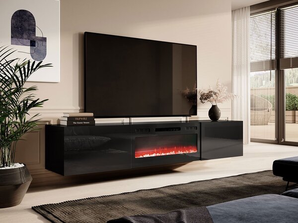 Mirjan24 TV skrinka Koda 200 s krbom, Farby: biela / biely lesk, Krb: biely 5903211319754