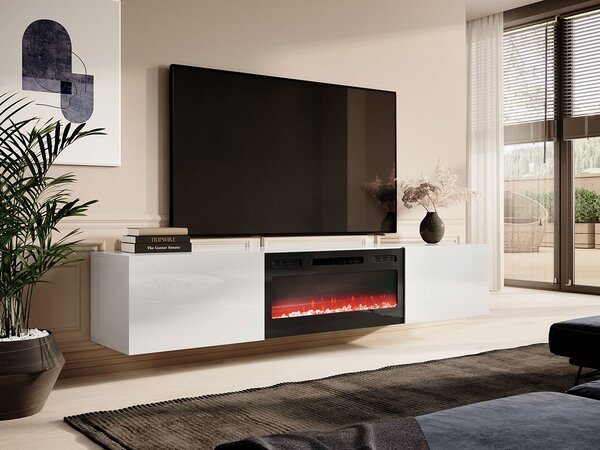 Mirjan24 TV skrinka Koda 200 s krbom, Farby: biela / biely lesk, Krb: biely 5903211319754