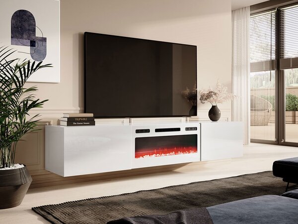 Mirjan24 TV skrinka Koda 200 s krbom, Farby: biela / biely lesk, Krb: biely 5903211319754