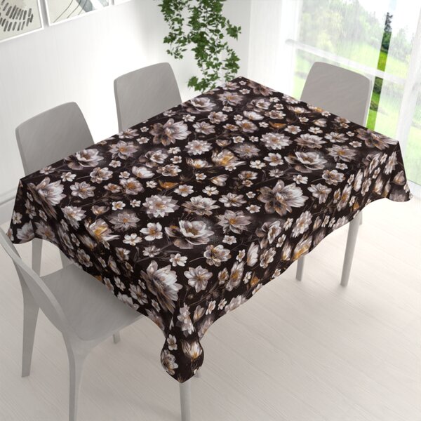 Biante Bavlnený obdĺžnikový obrus Sandra SA-625 Magické lekná na temne hnedom 50x100 cm