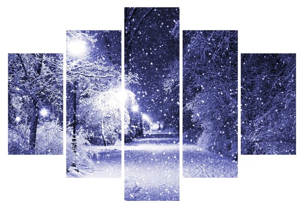 Obraz - Čarovná zimná noc (150x105 cm)