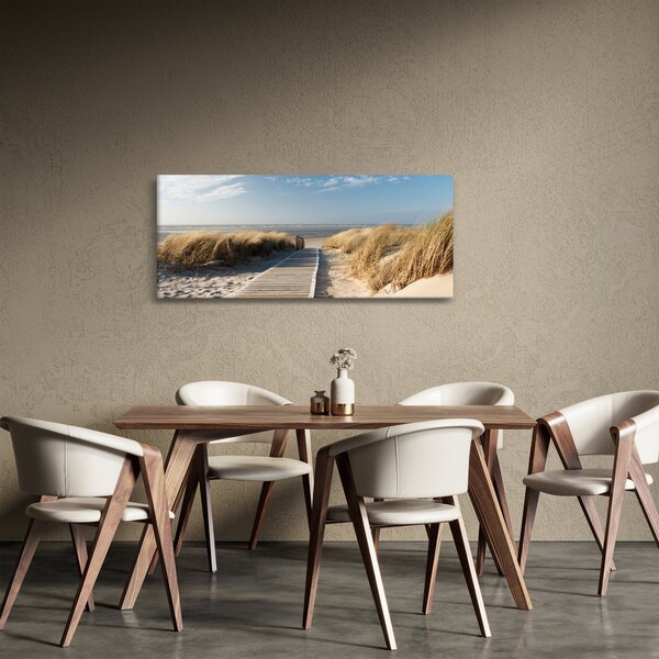 Obraz - Piesočná pláž na ostrove Langeoog, Nemecko (120x50 cm)