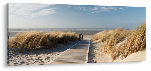 Obraz - Piesočná pláž na ostrove Langeoog, Nemecko (120x50 cm)