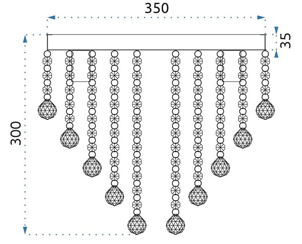 Toolight Toolight, Krištáľová stropná lampa APP514-5C 5xE14, chrómová, OSW-00071