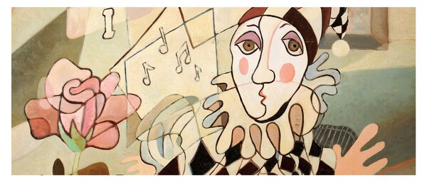 Obraz - Kubizmus - harlequin and rose (120x50 cm)