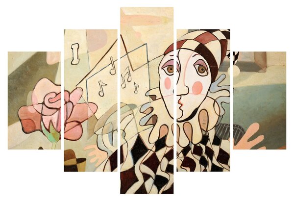 Obraz - Kubizmus - harlequin and rose (150x105 cm)