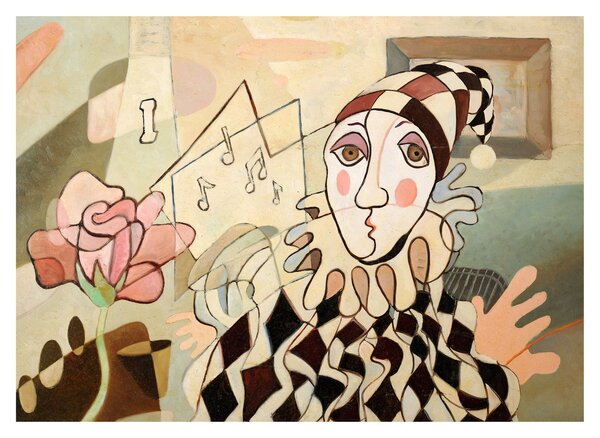 Obraz - Kubizmus - harlequin and rose (70x50 cm)